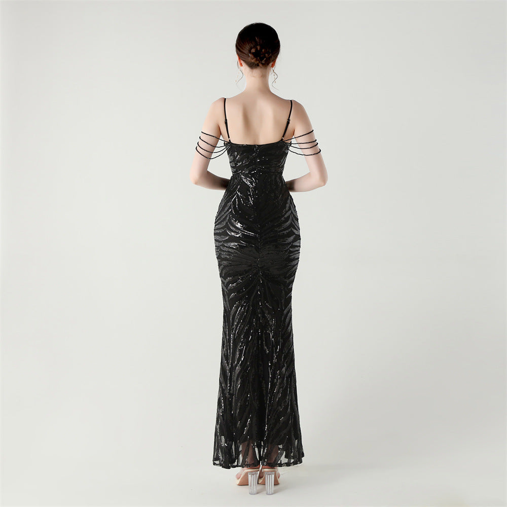 Midnight Allure Chain Strap Gown