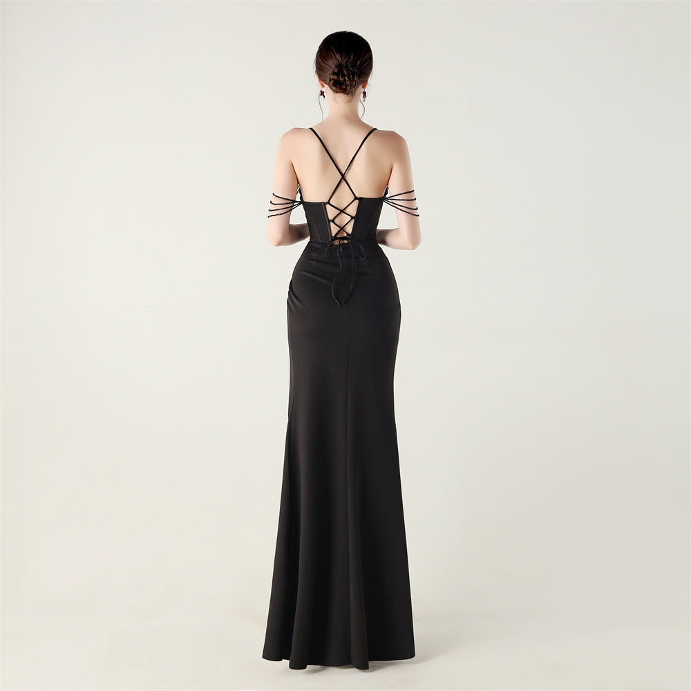 High Slit Corset Evening Gown