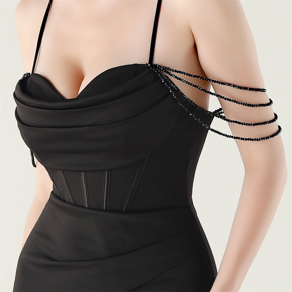 High Slit Corset Evening Gown