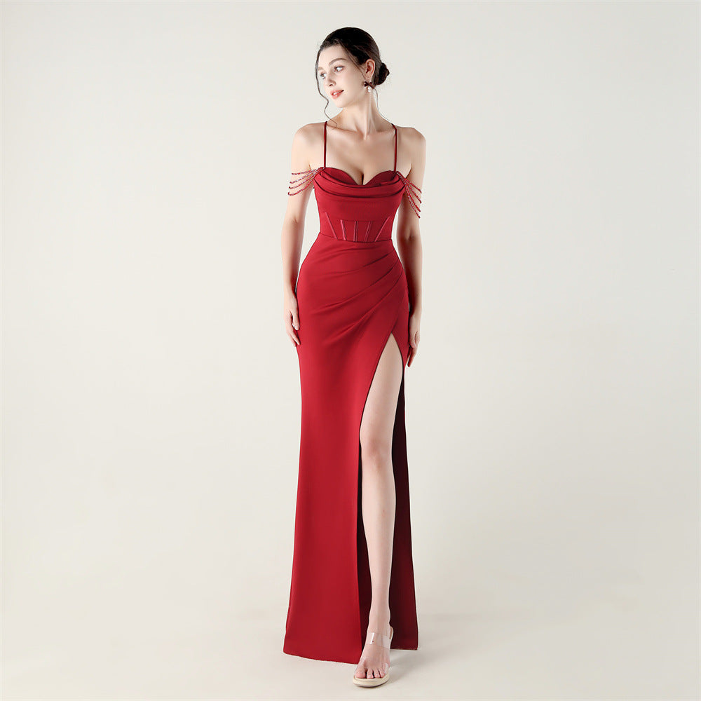 High Slit Corset Evening Gown