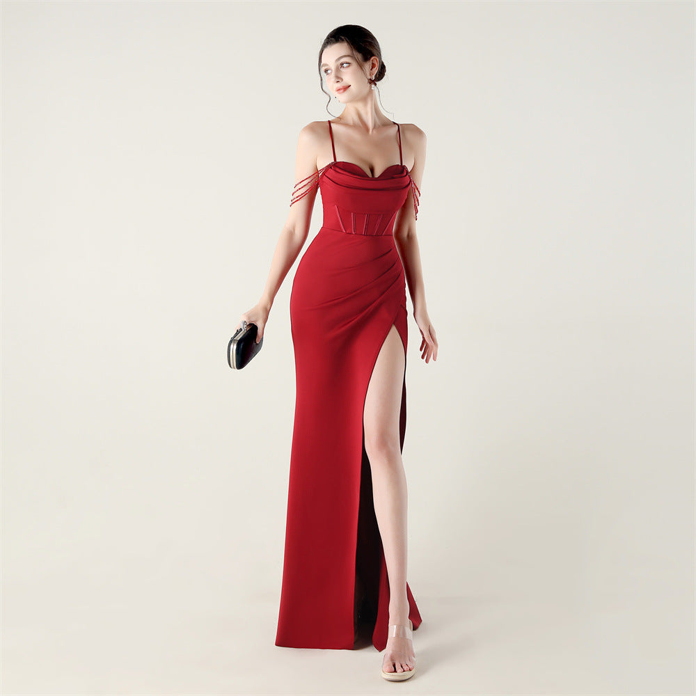 High Slit Corset Evening Gown