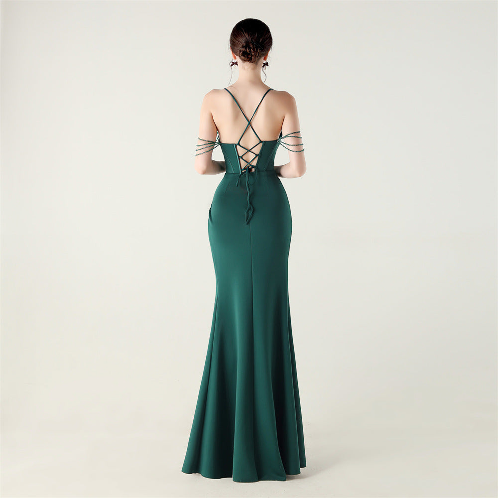 High Slit Corset Evening Gown