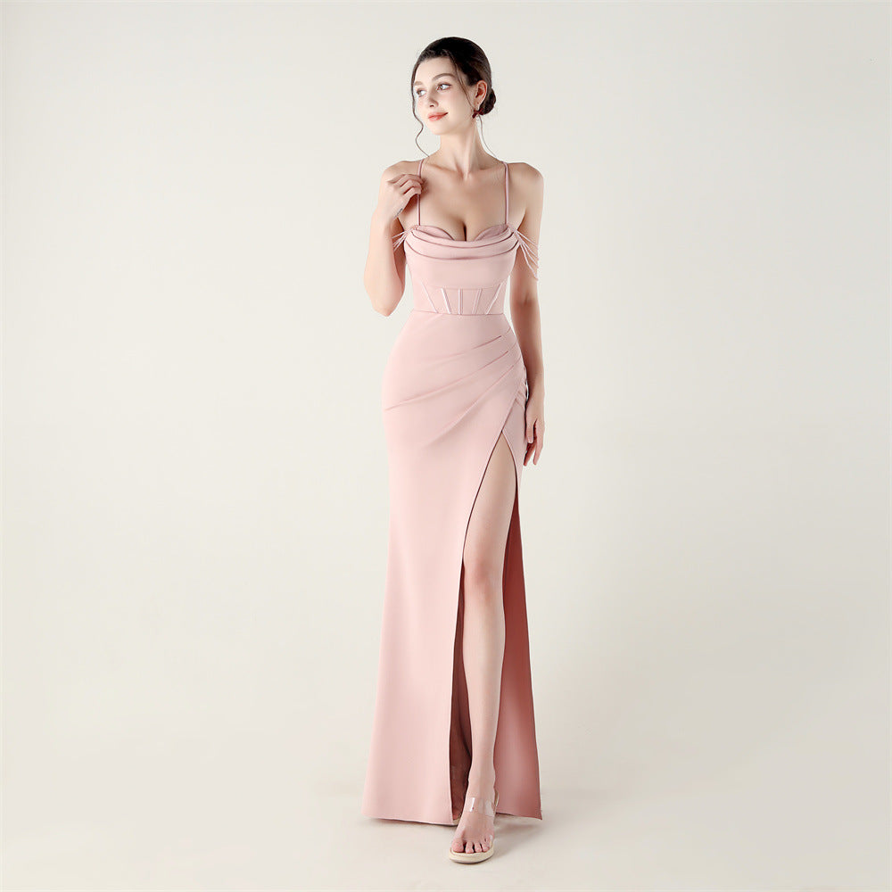 High Slit Corset Evening Gown