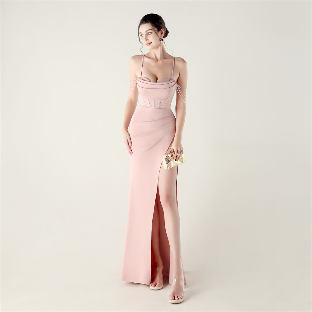 High Slit Corset Evening Gown