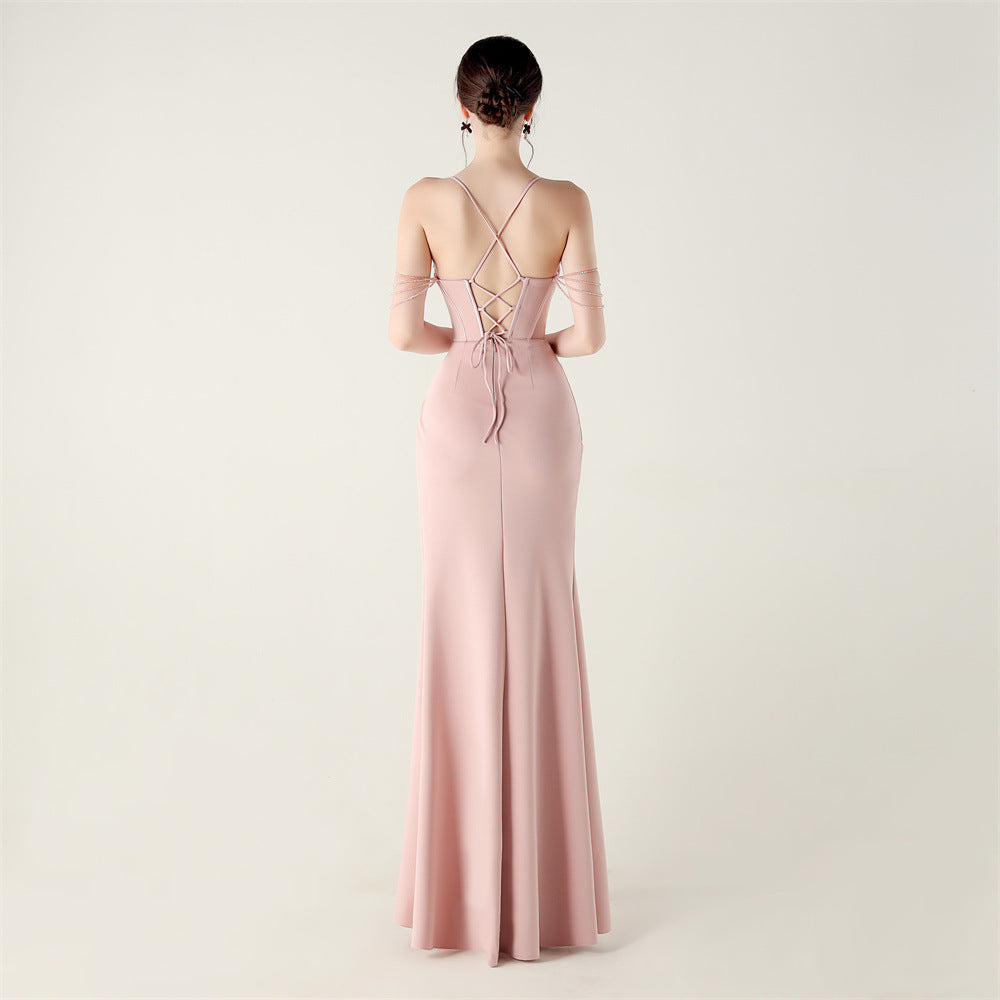 High Slit Corset Evening Gown