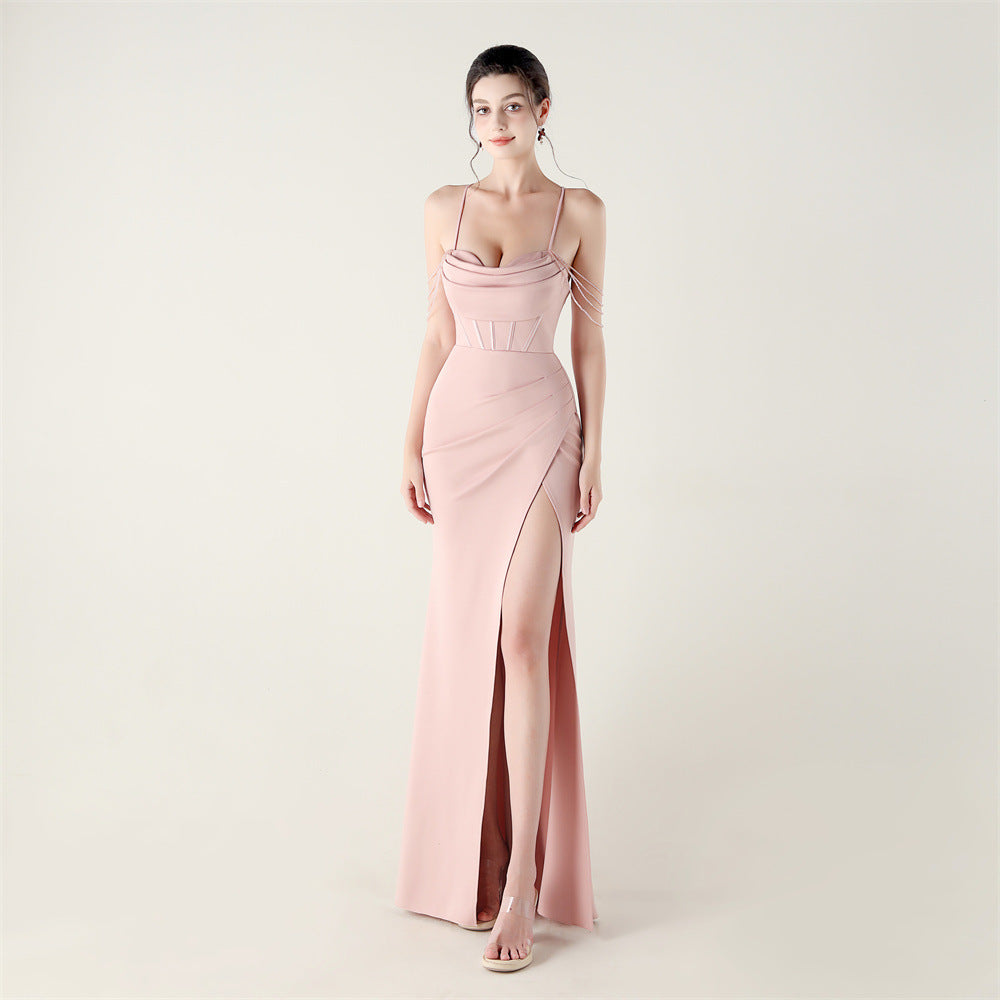 High Slit Corset Evening Gown
