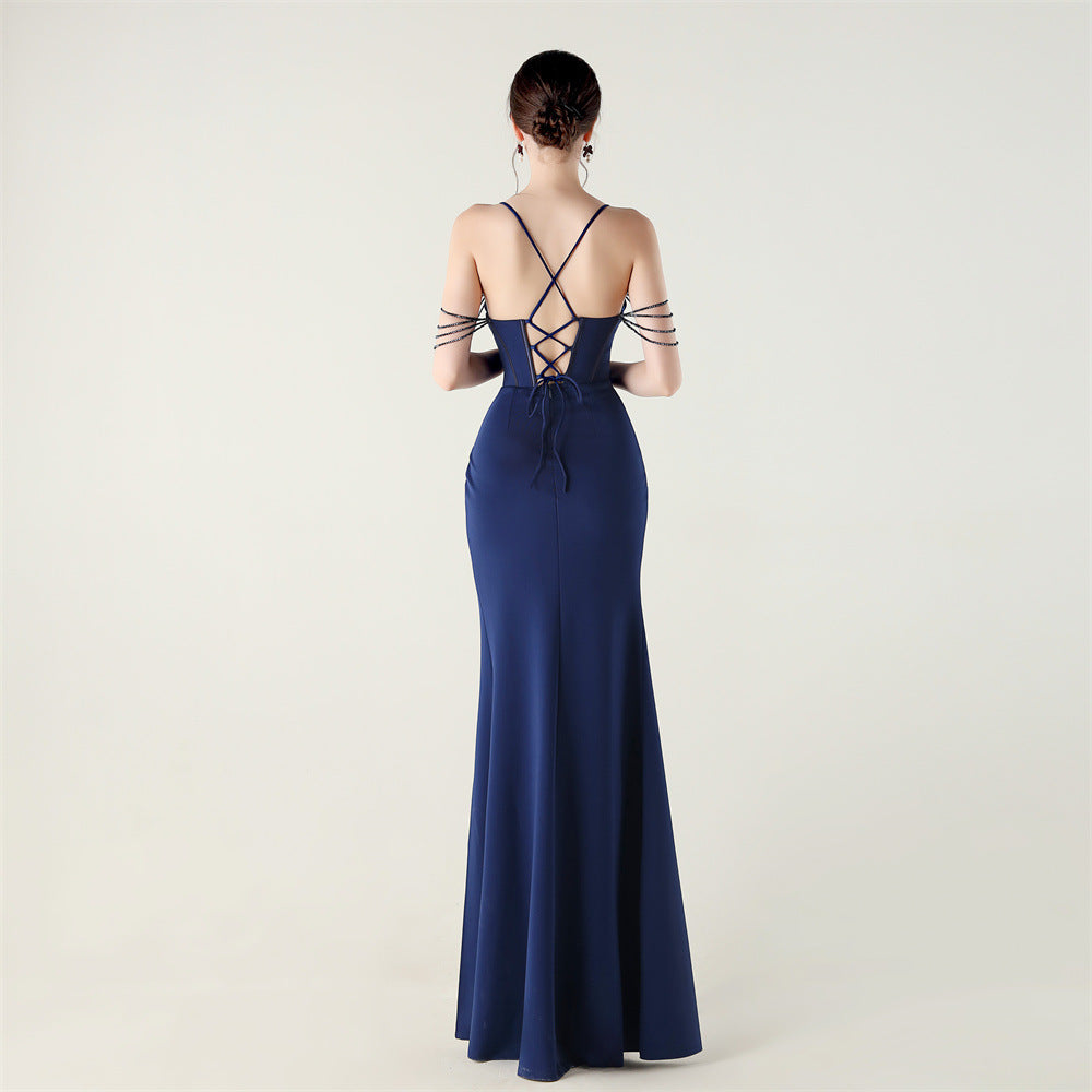High Slit Corset Evening Gown