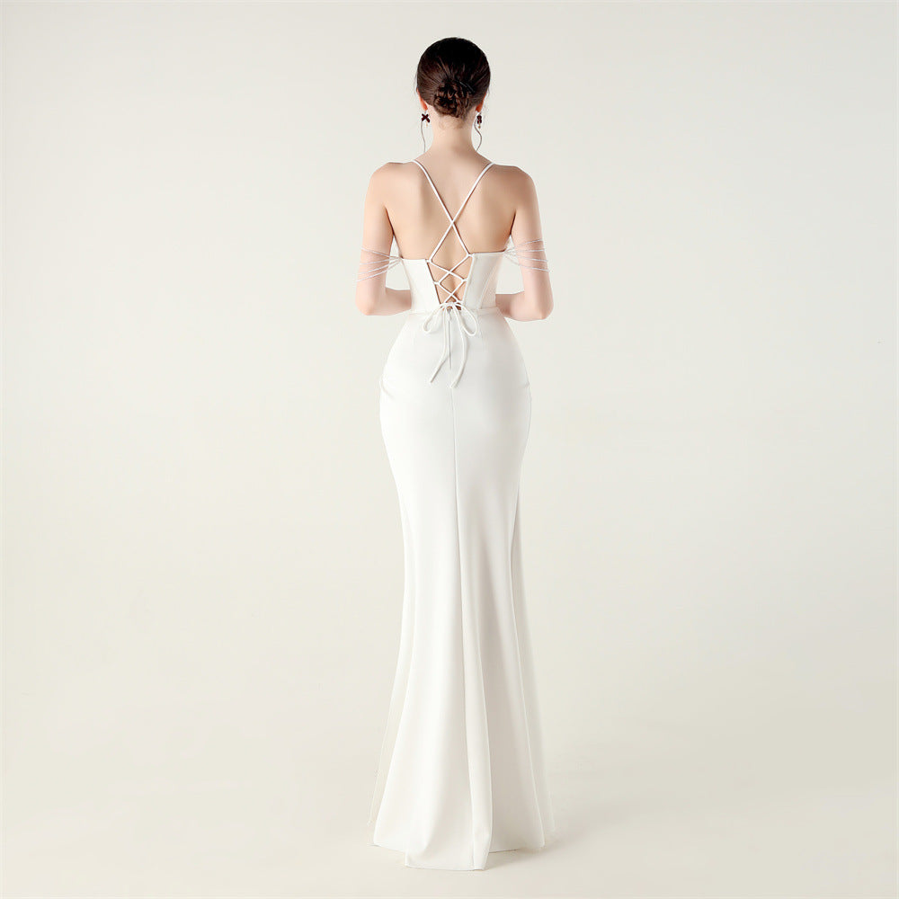 High Slit Corset Evening Gown