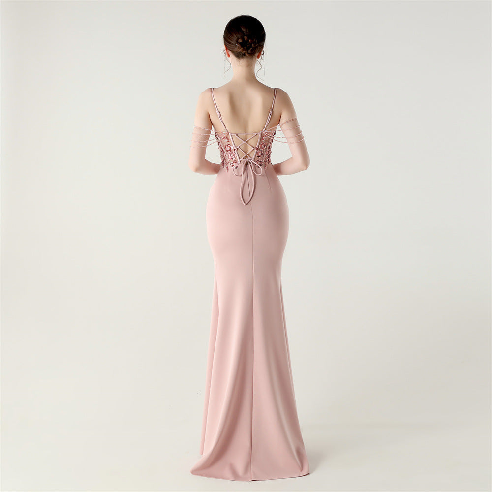 Embroidered Boned Silhouette Gown