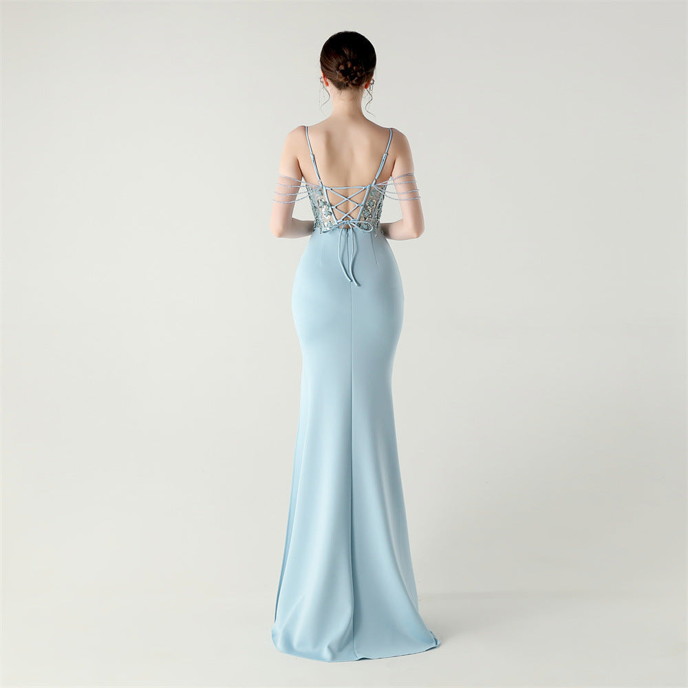 Embroidered Boned Silhouette Gown