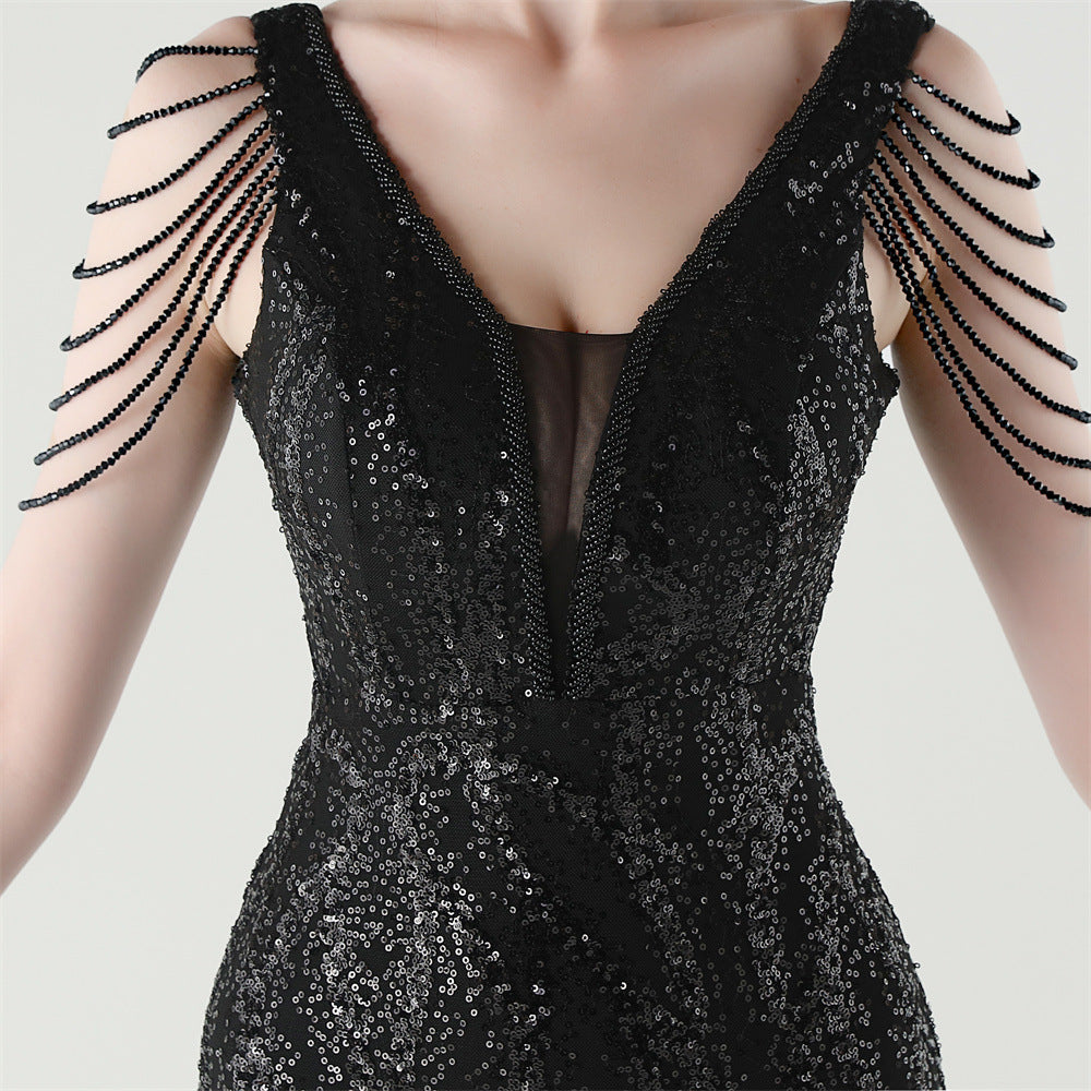 Shoulder Cascade Gored Gala Dress