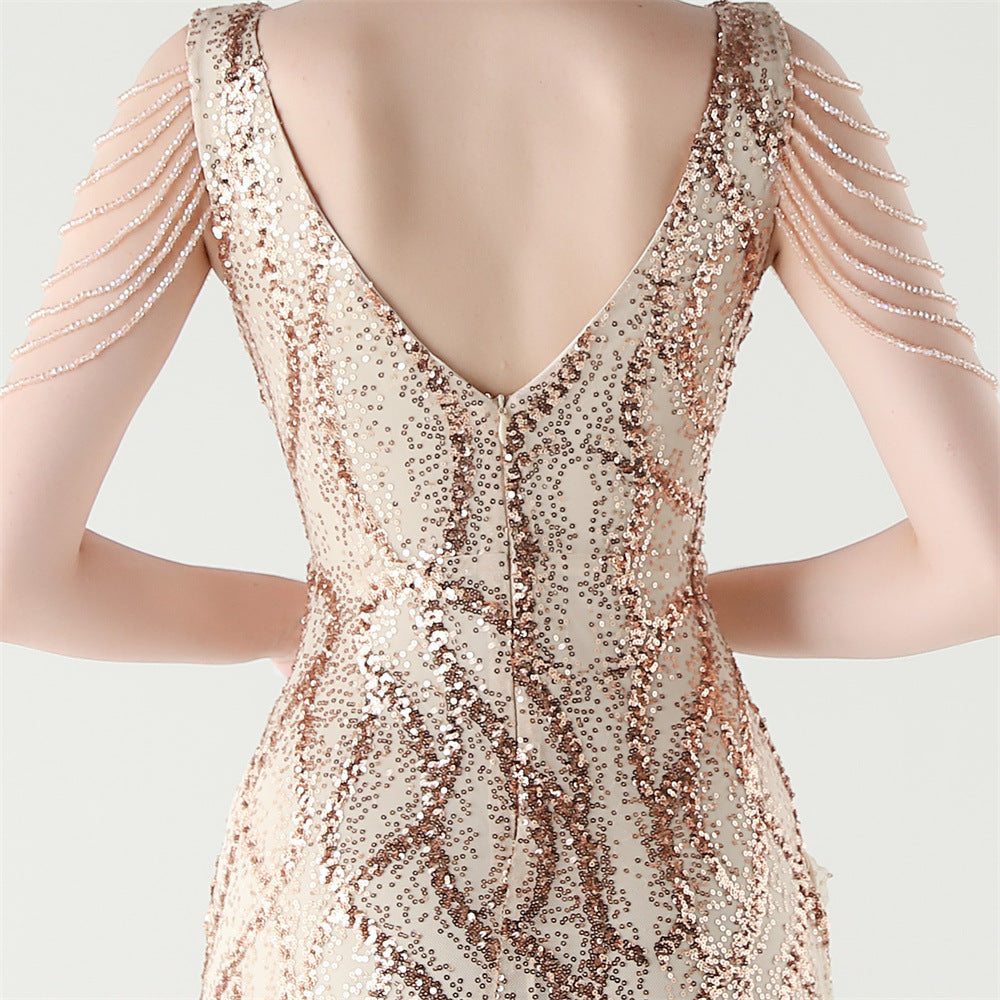 Shoulder Cascade Gored Gala Dress