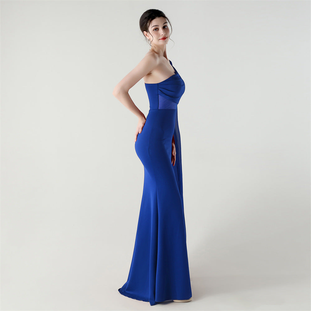 Fallen Shoulder Drape Gala Dress