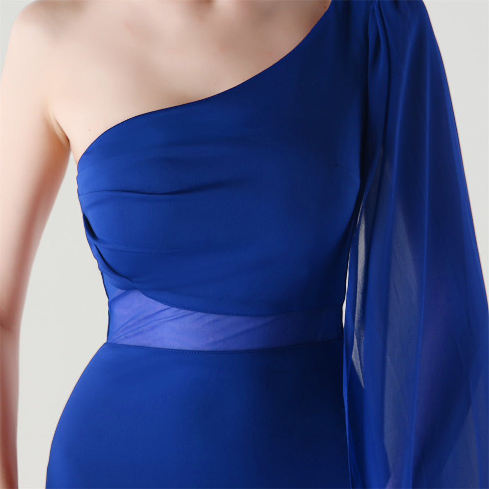 Fallen Shoulder Drape Gala Dress