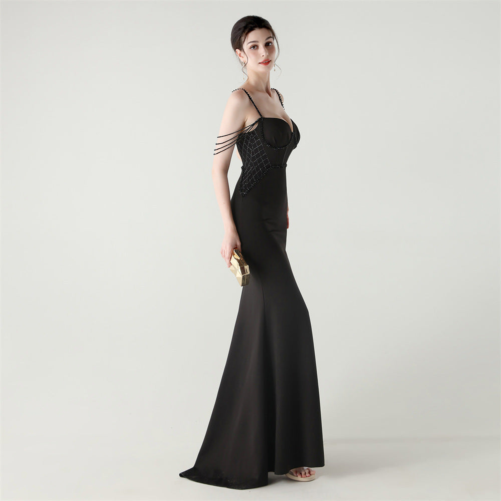 Shoulder Cascade Boned Silhouette Gown