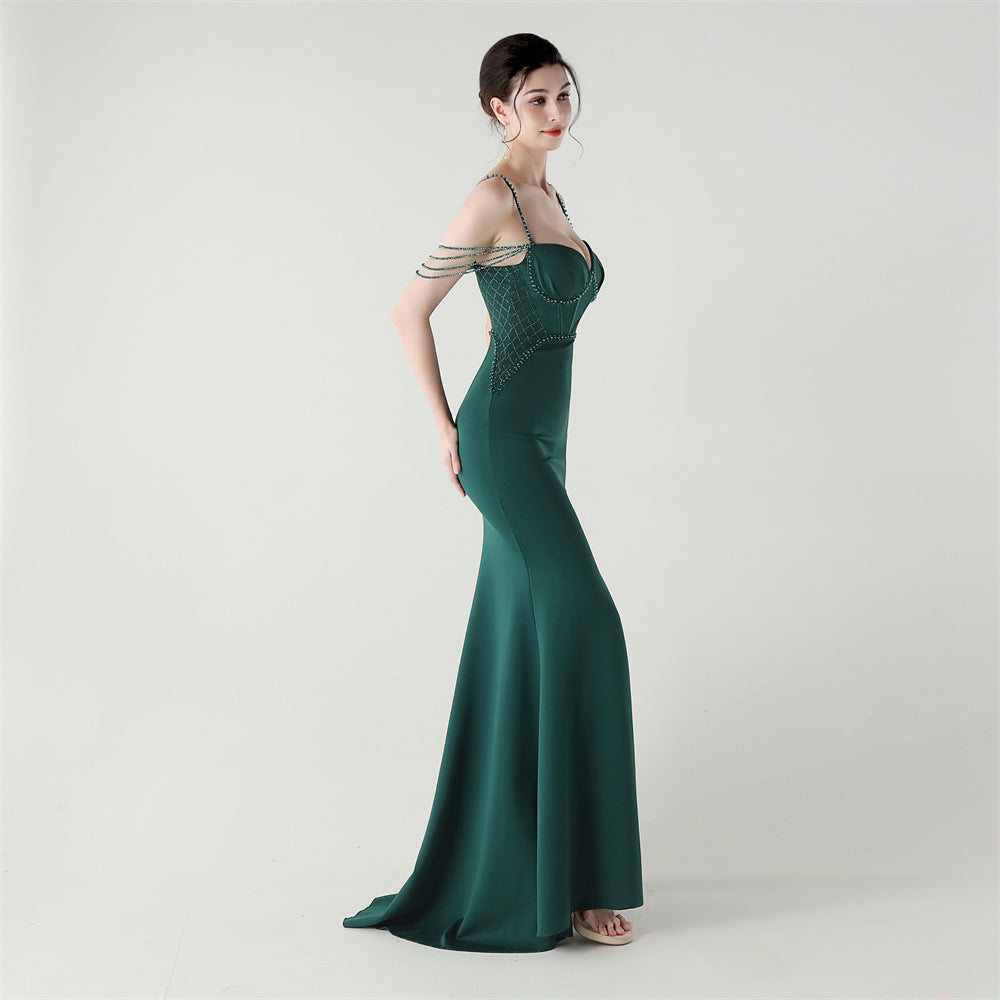 Shoulder Cascade Boned Silhouette Gown