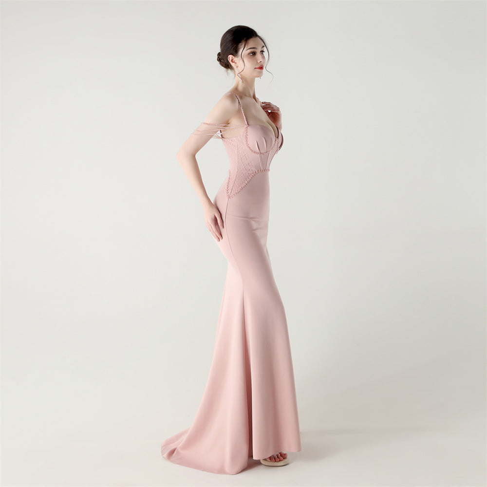 Shoulder Cascade Boned Silhouette Gown