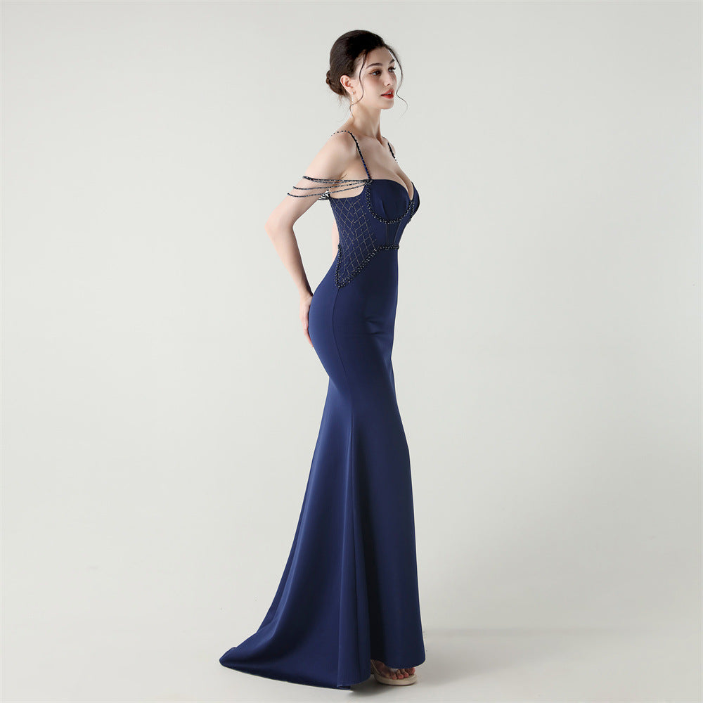Shoulder Cascade Boned Silhouette Gown