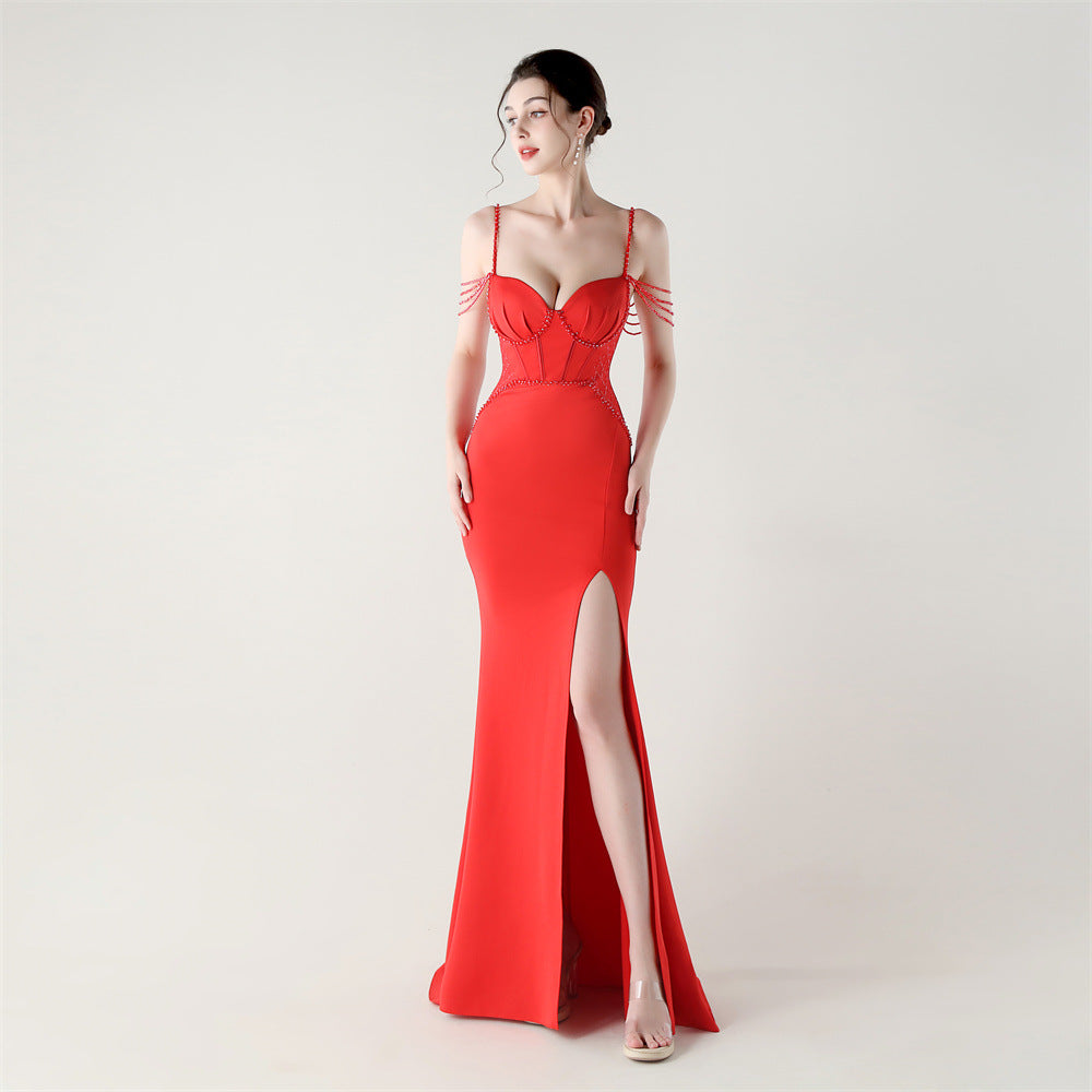 Shoulder Cascade Boned Silhouette Gown