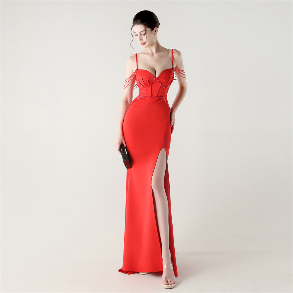 Shoulder Cascade Boned Silhouette Gown