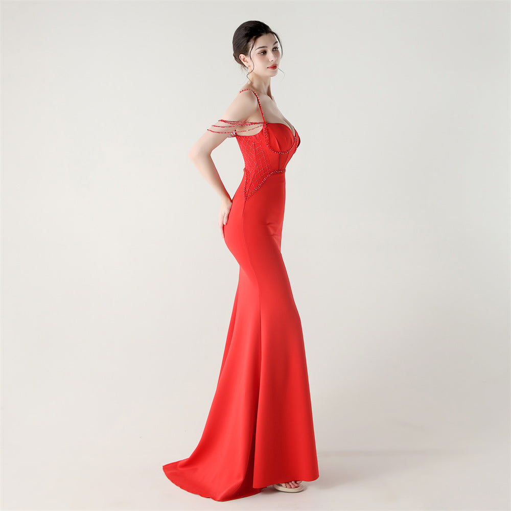 Shoulder Cascade Boned Silhouette Gown