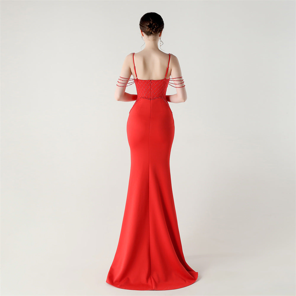 Shoulder Cascade Boned Silhouette Gown