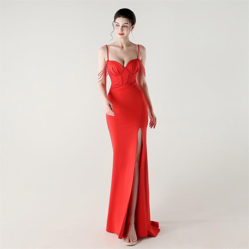 Shoulder Cascade Boned Silhouette Gown
