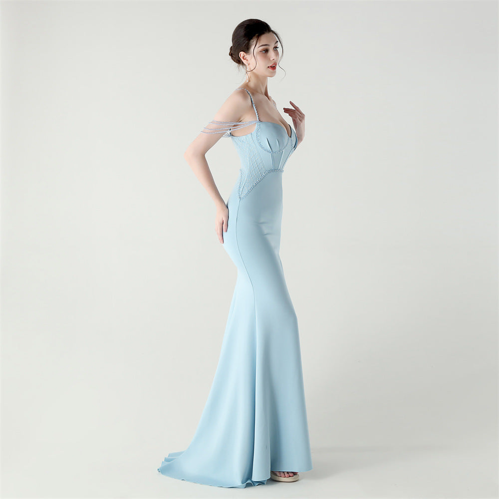Shoulder Cascade Boned Silhouette Gown