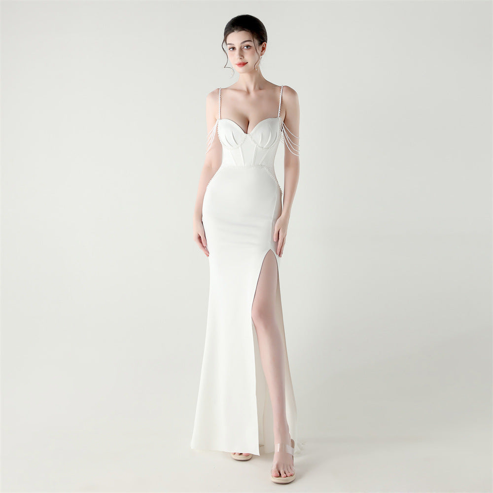 Shoulder Cascade Boned Silhouette Gown
