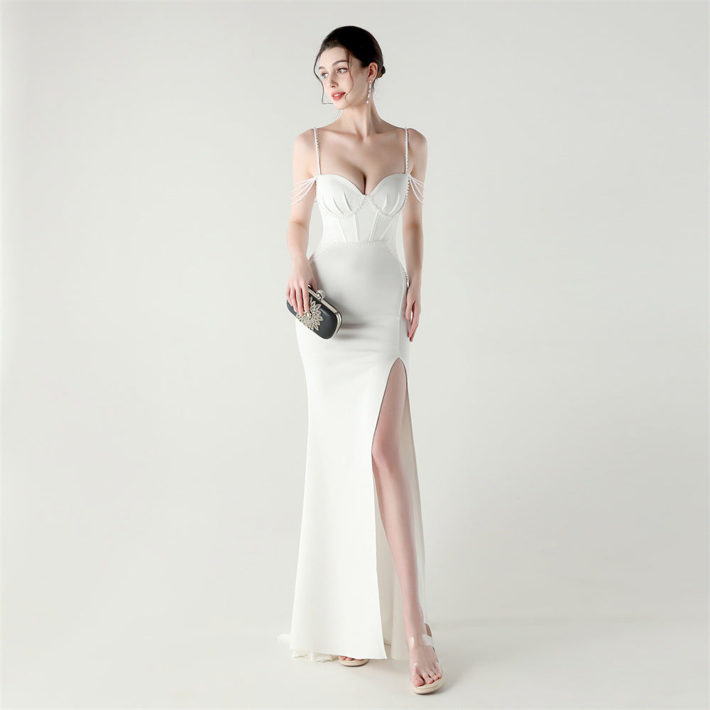 Shoulder Cascade Boned Silhouette Gown