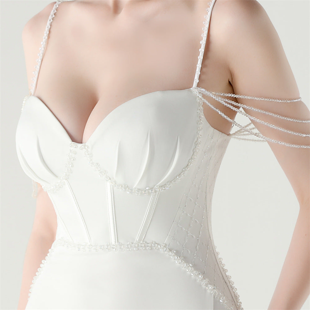 Shoulder Cascade Boned Silhouette Gown