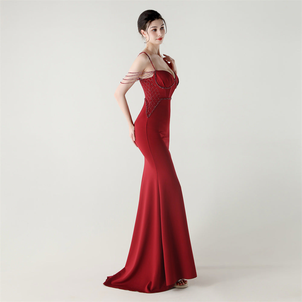 Shoulder Cascade Boned Silhouette Gown