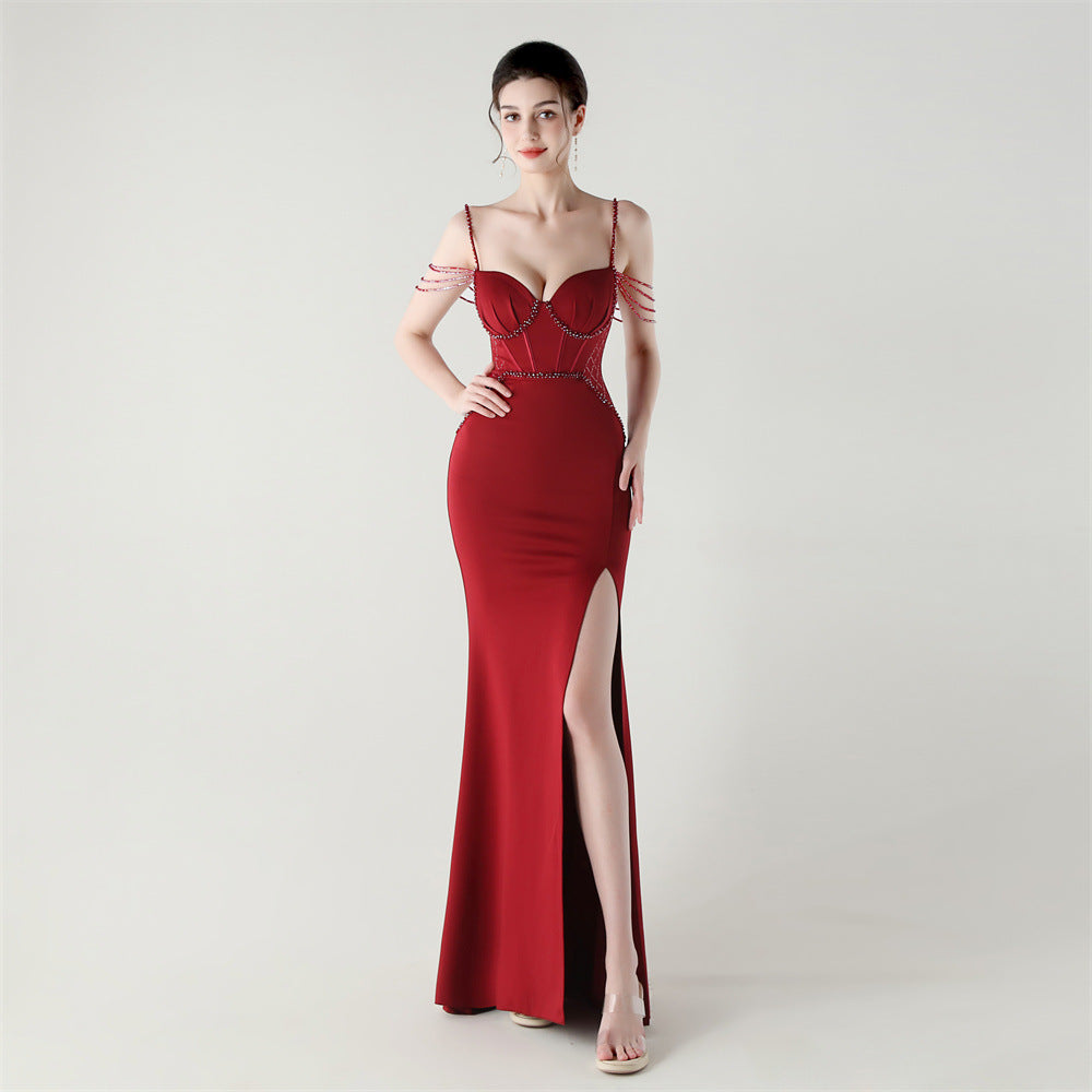 Shoulder Cascade Boned Silhouette Gown