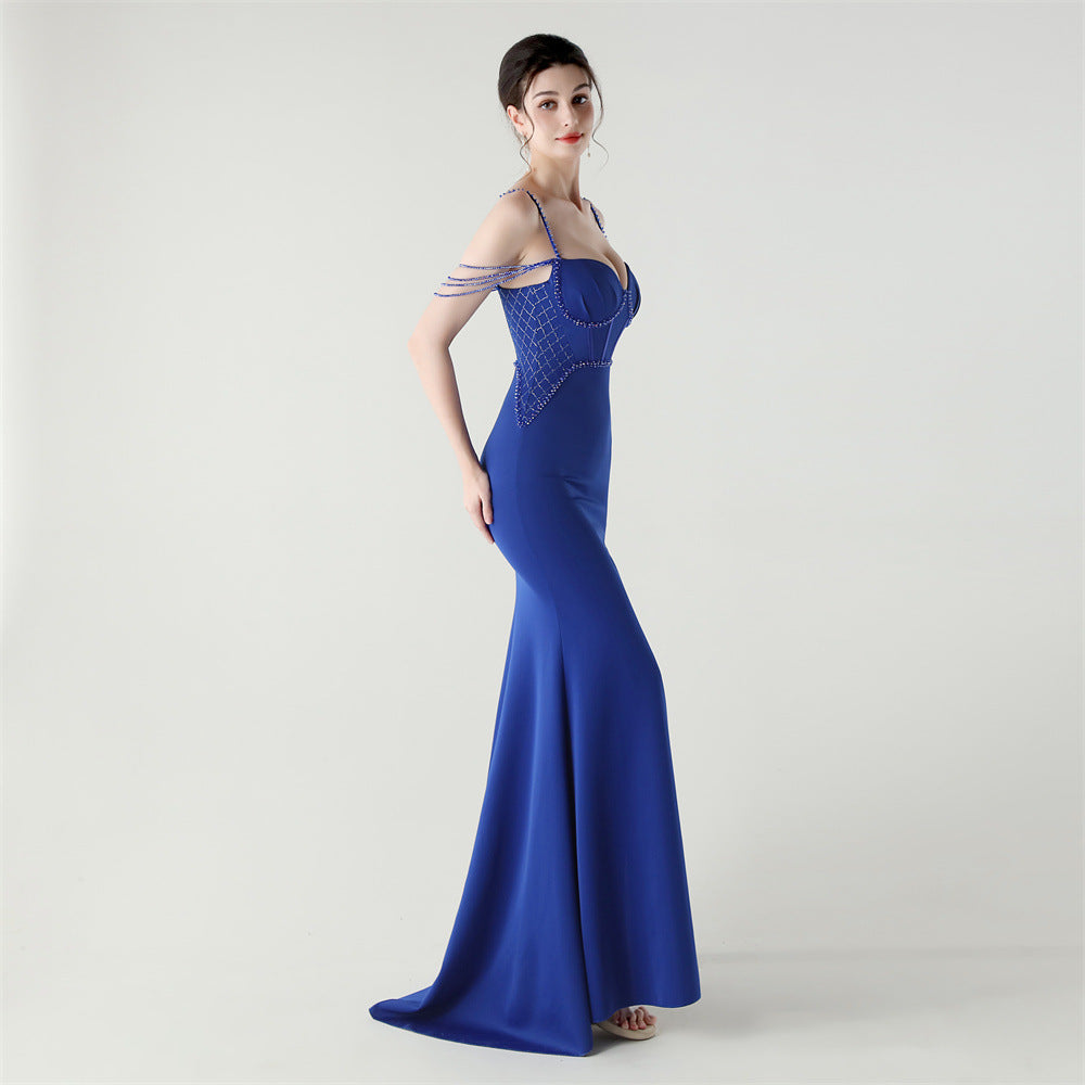 Shoulder Cascade Boned Silhouette Gown