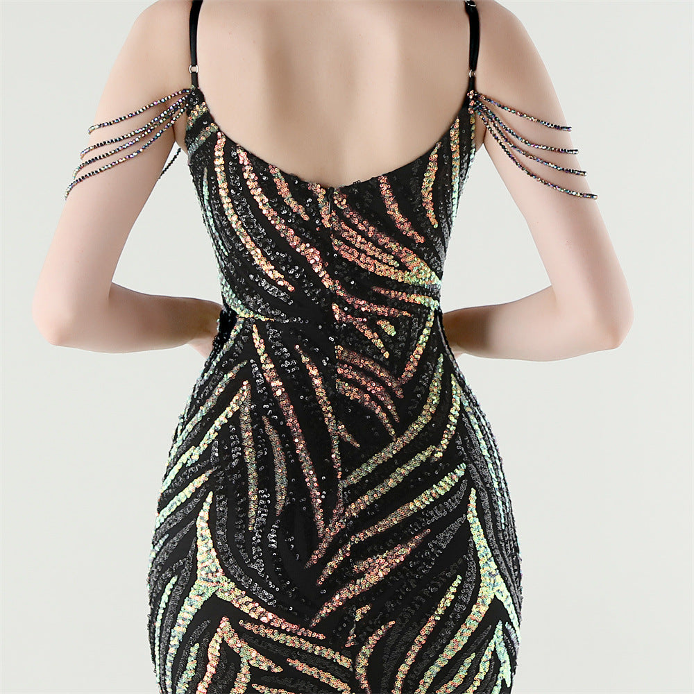 Sizzling Nightlife Enchantress Sequined Dress