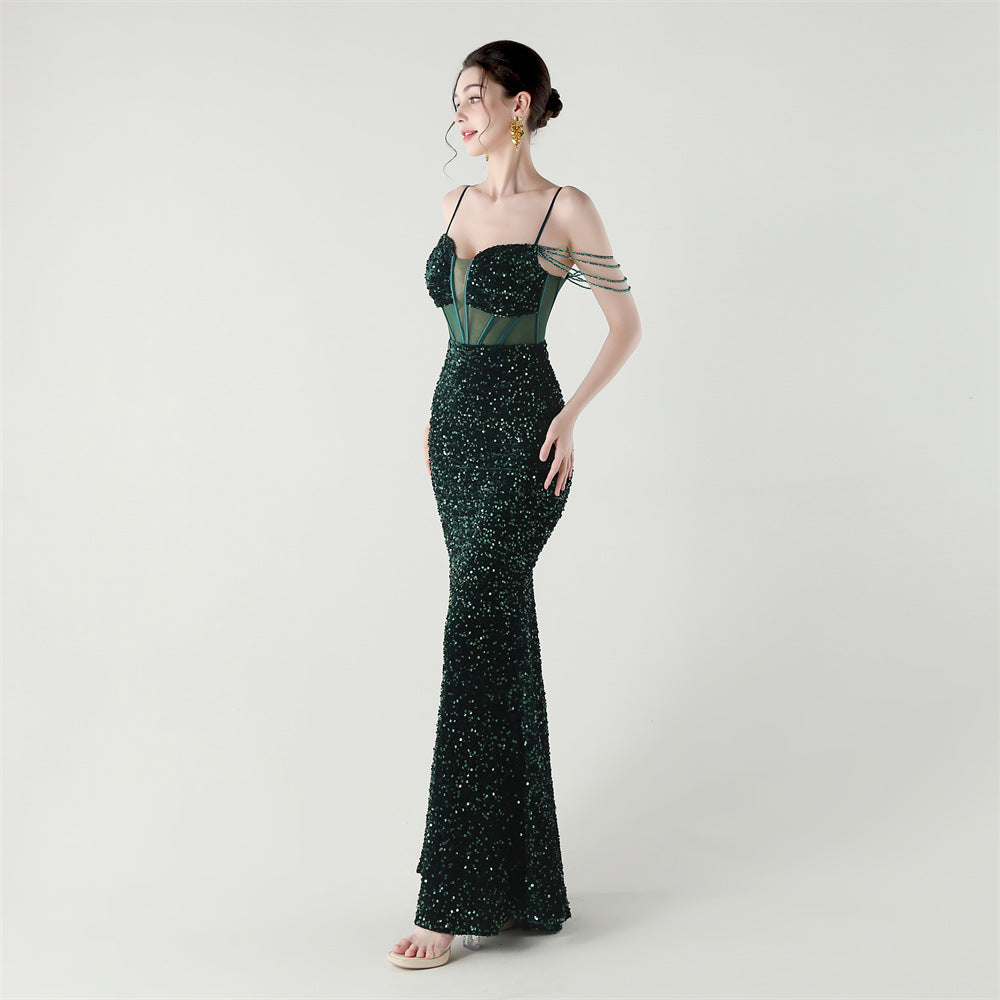 Sequinned Boned Silhouette Gown