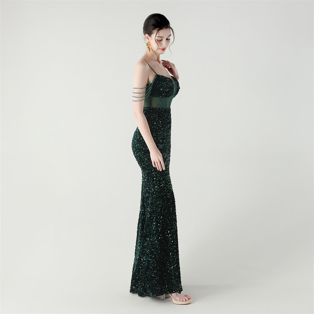 Sequinned Boned Silhouette Gown