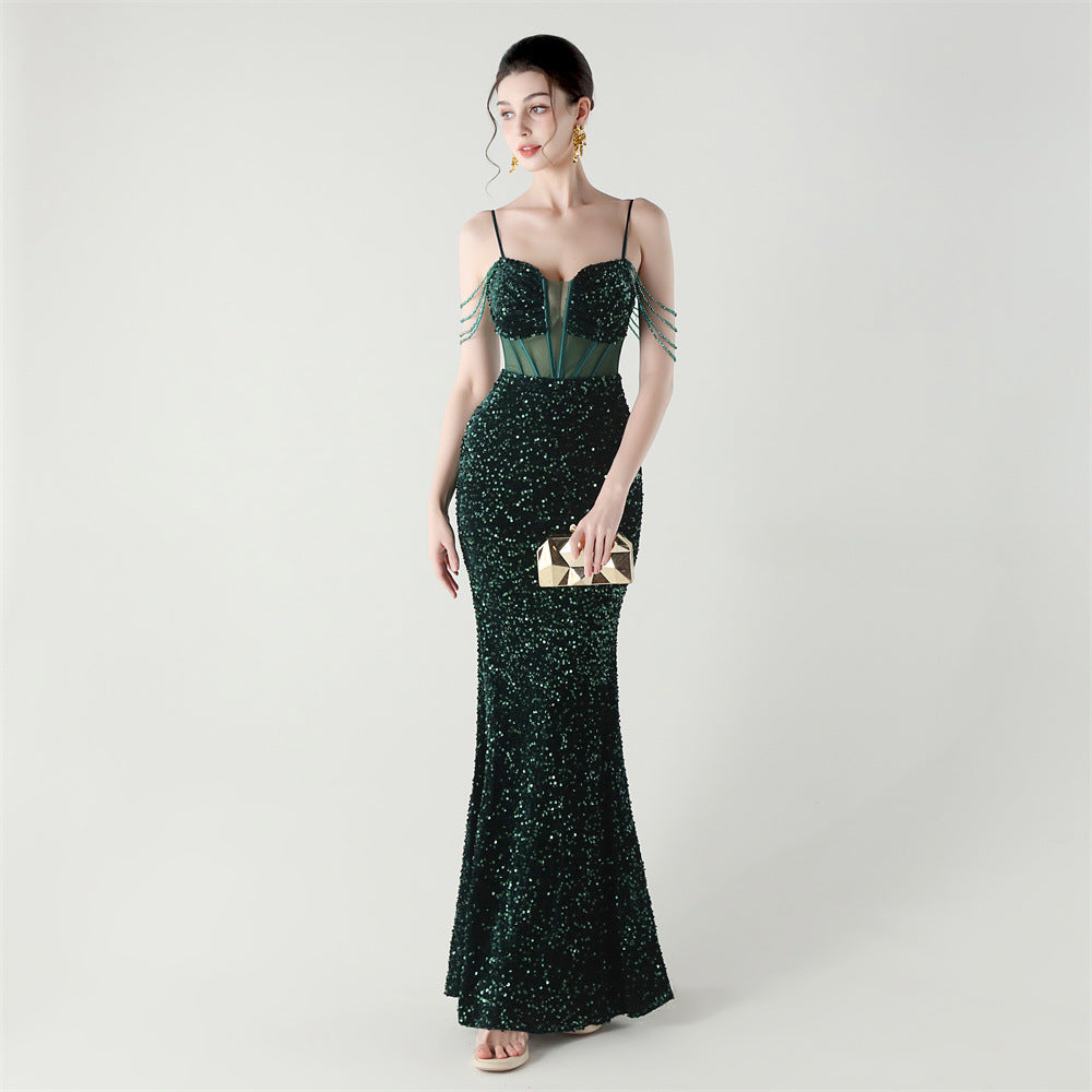 Sequinned Boned Silhouette Gown