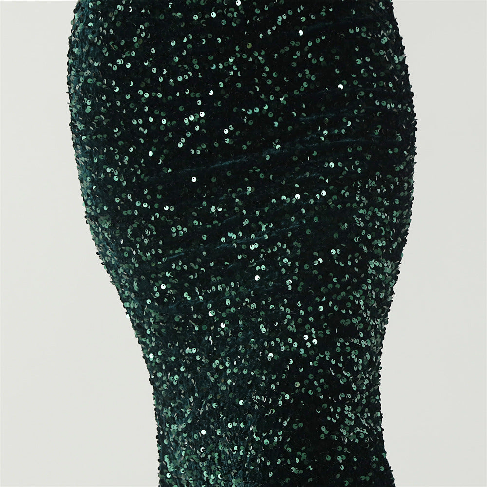 Sequinned Boned Silhouette Gown