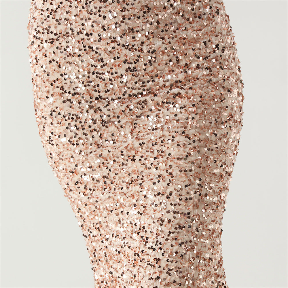 Sequinned Boned Silhouette Gown