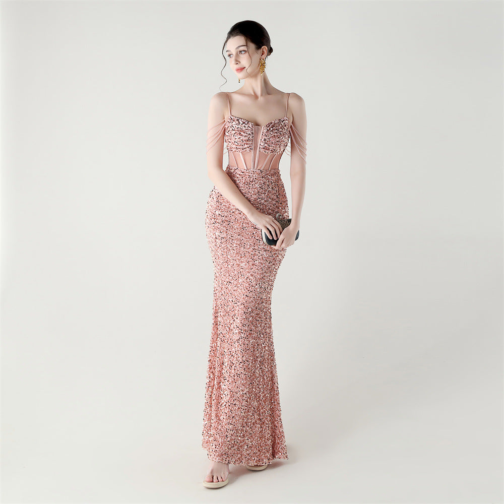 Sequinned Boned Silhouette Gown
