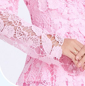 Pleated Skirt and 3D Butterfly Top Two Piece Set