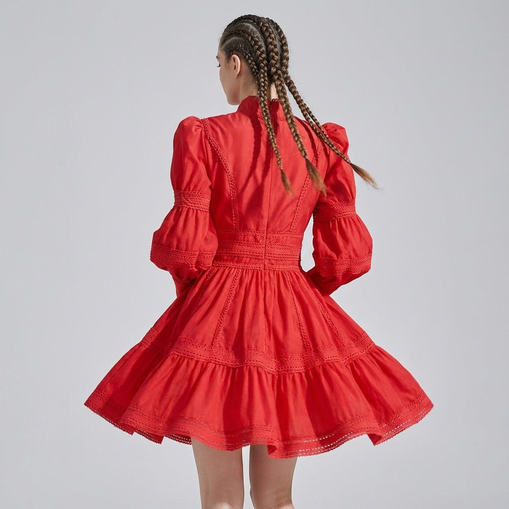 Elegant Puff Sleeve A-Line Short Dress