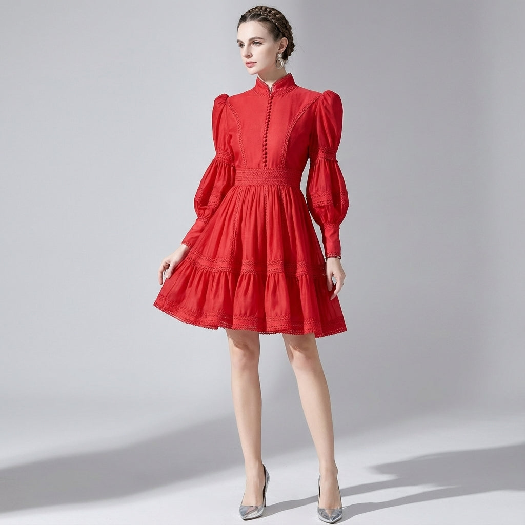 Elegant Puff Sleeve A-Line Short Dress