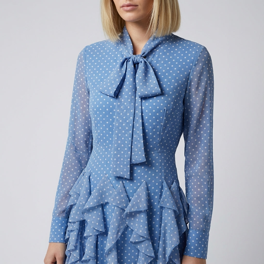 Charming Ruffled Bow Tie Maxi Dress