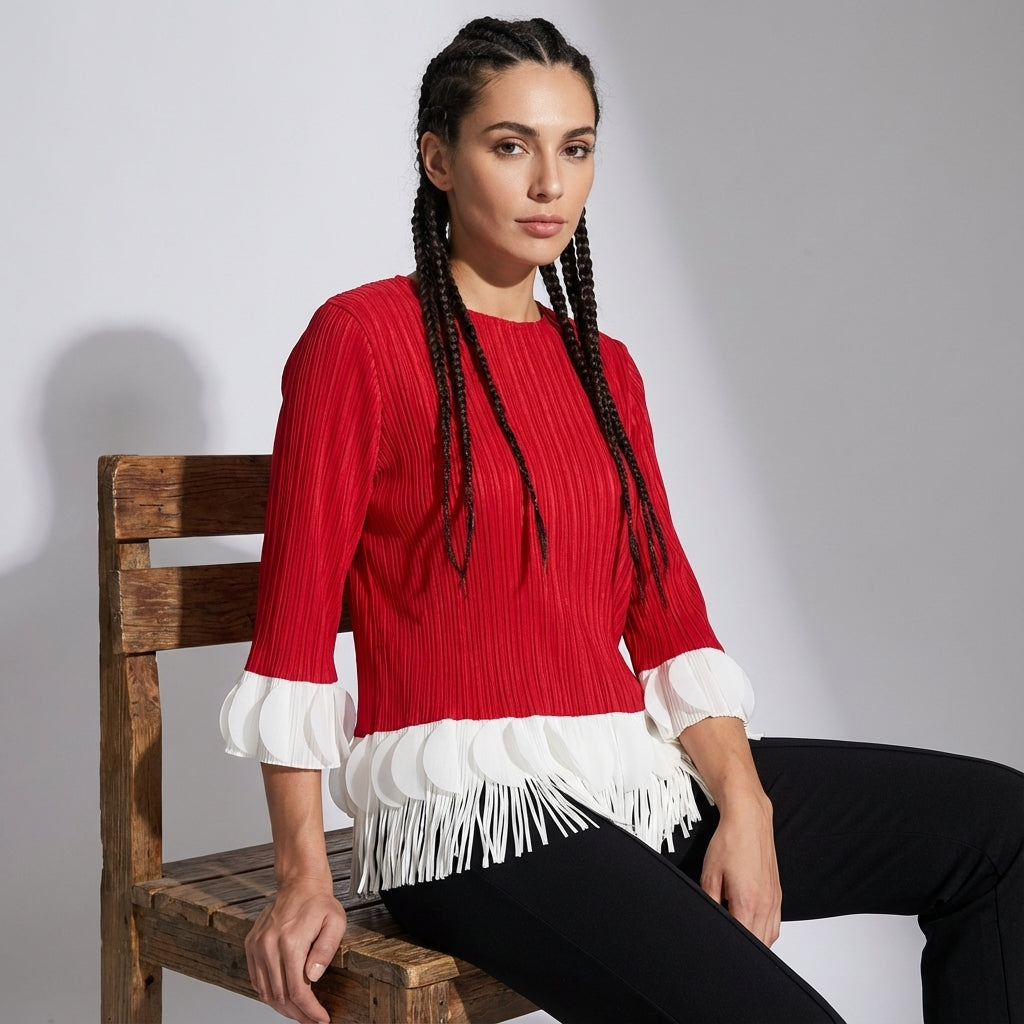 The Miyaki Fringe Top in Red
