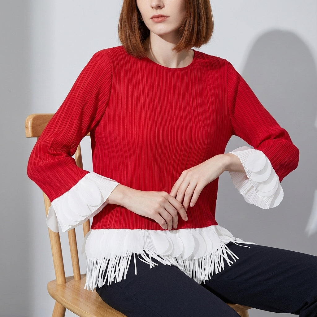 The Miyaki Fringe Top in Red