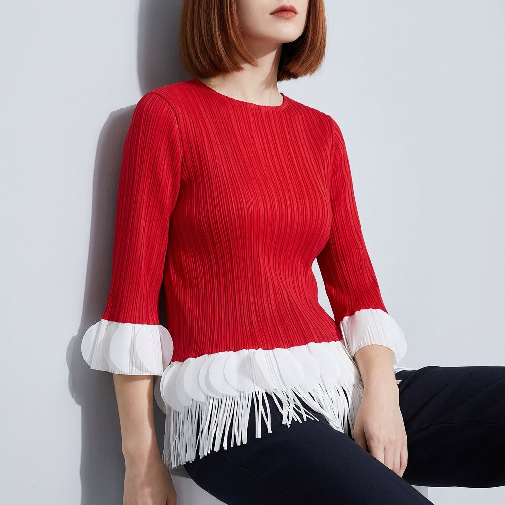 The Miyaki Fringe Top in Red