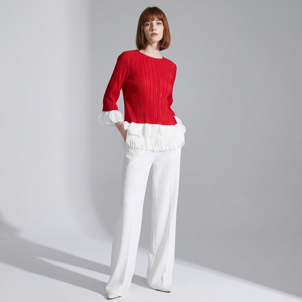 The Miyaki Fringe Top in Red