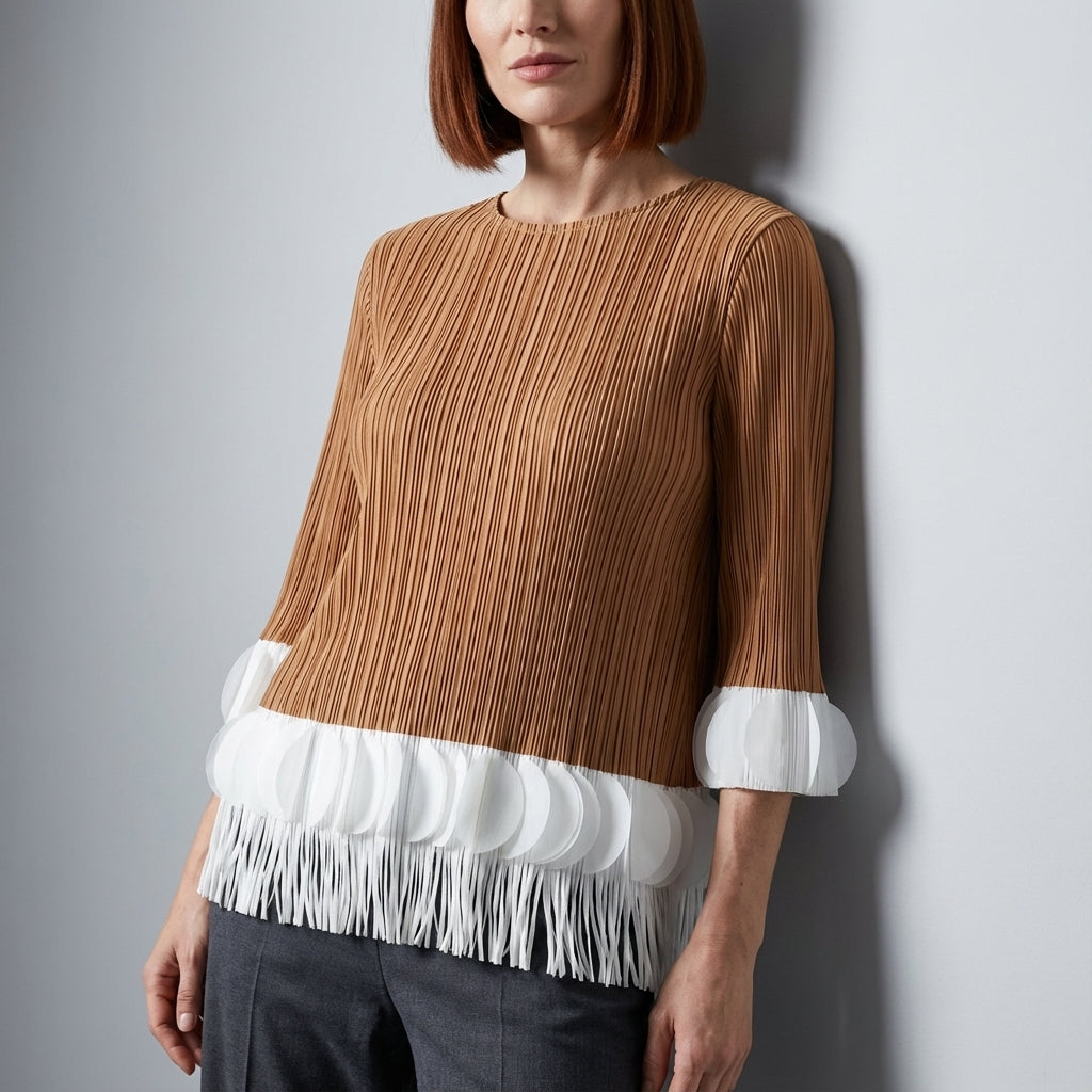 The Miyaki Fringe Top in Khaki
